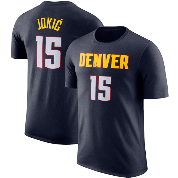 Men's Denver Nuggets #15 Nikola Jokic Navy T-Shirt